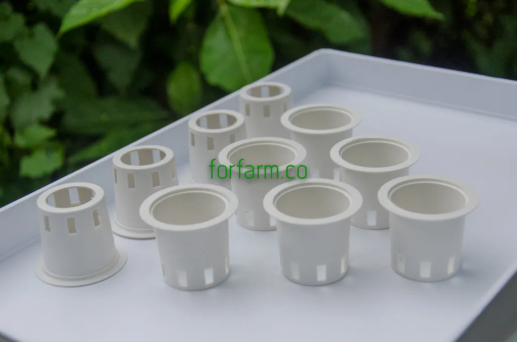 ถ้วยปลูกผักไฮโดรโปนิกส์สีขาวสำหรับใช้กับฟองน้ำ
