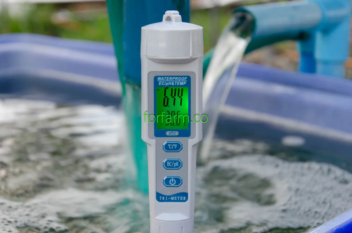 เครื่องวัด EC pH และอุณหภูมิสำหรับระบบไฮโดรโปนิกส์